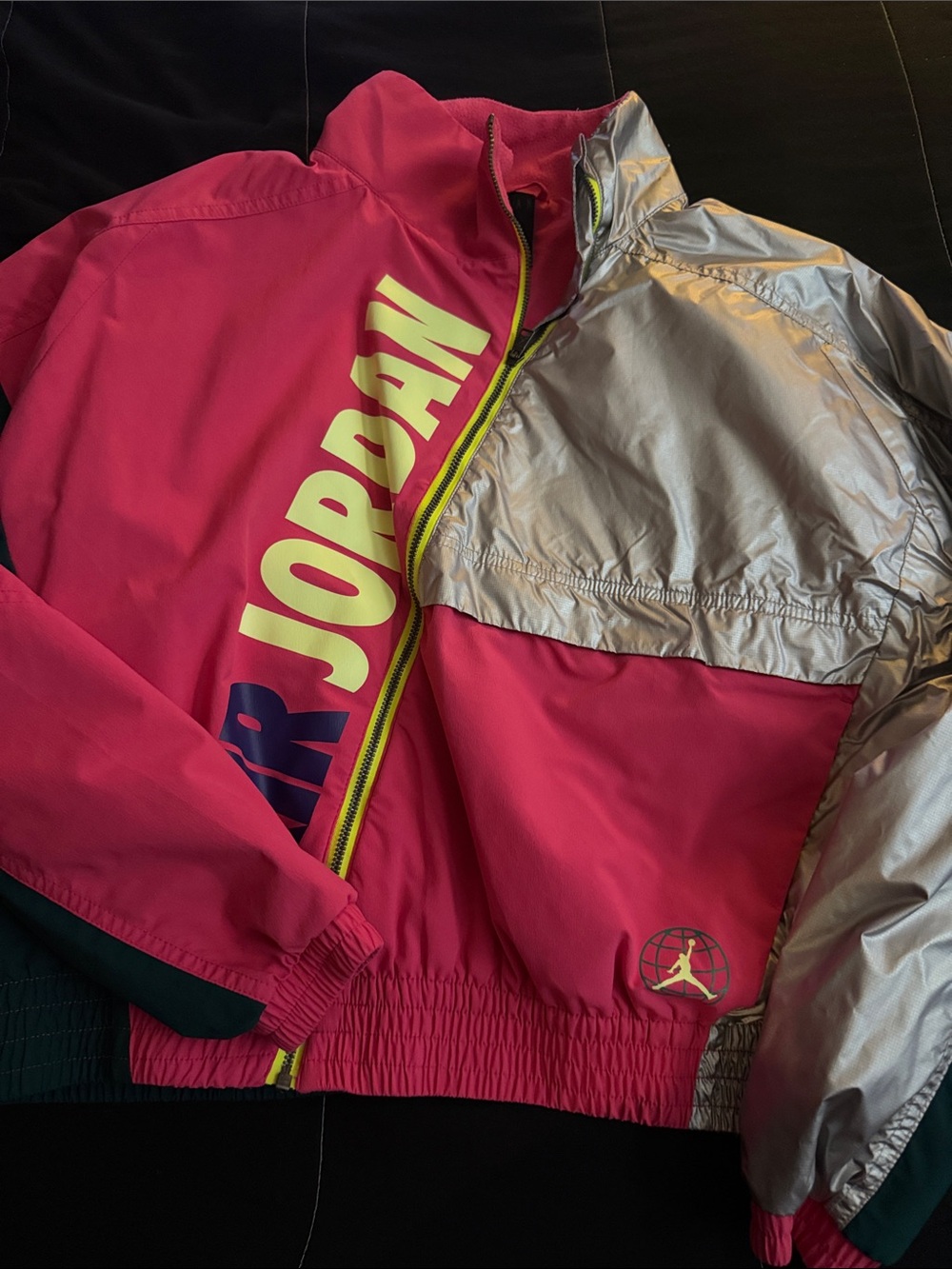 Jordan Pink and Silver Jacket with Yellow Accents
